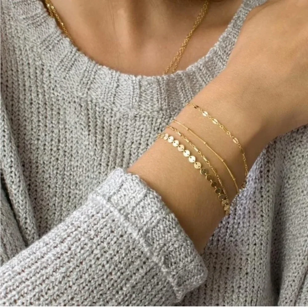 Gold 14k Gold Plated 4pc Bracelet Set